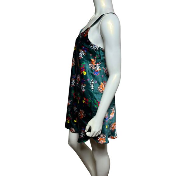 Looney Tunes Green Satin Slip Dress, Vintage 1997, Polyester, L - Picture 2 of 14